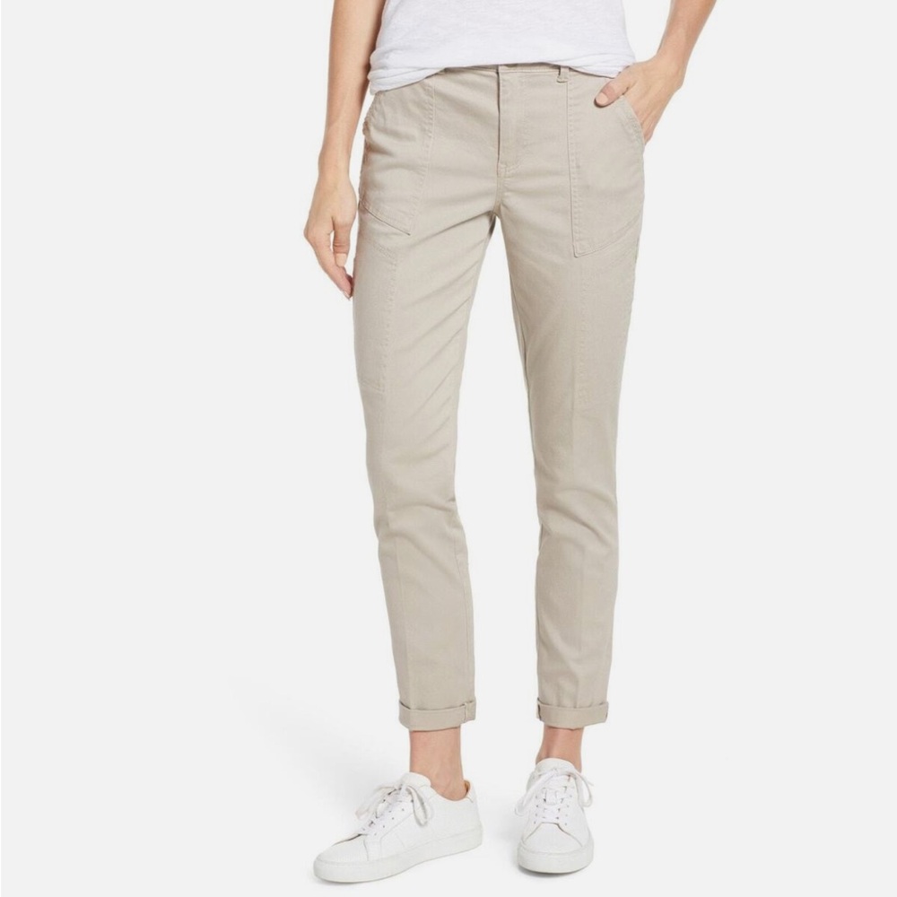 Wit & Wisdom Flex-Ellent High Waist Cargo Pants Tan Khaki Size 14P Utility Ankle